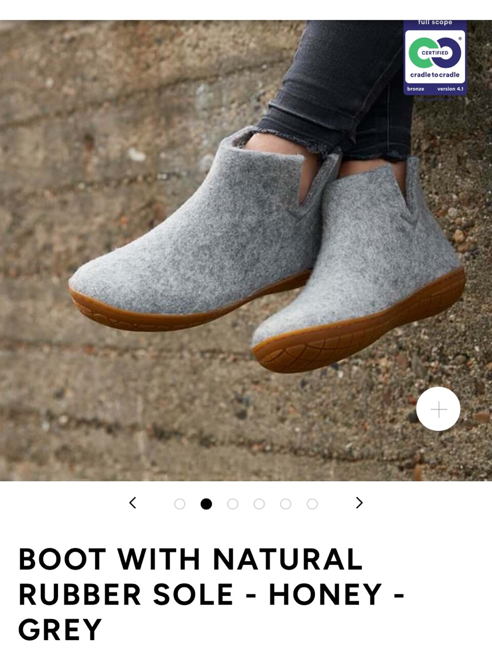 Grey Felt Ankle Boot with Honey Rubber Sole